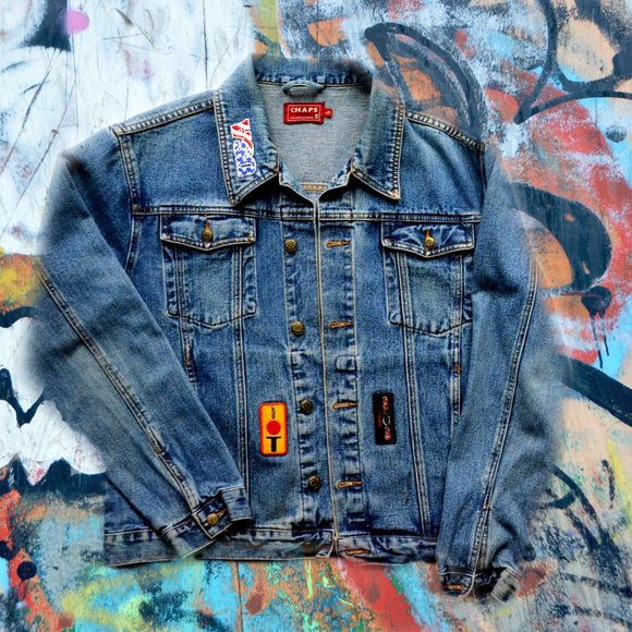 Chaps Other - 90's Chaps Denim jacket with patches